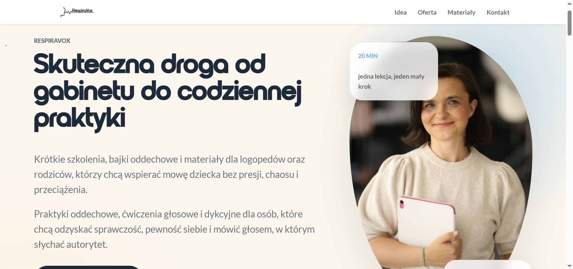 Screenshot strony Respiravox